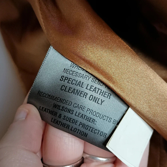 Light brown WILSONS biker preppy LEATHER PEELE STUDIO coat size small - Picture 9 of 11